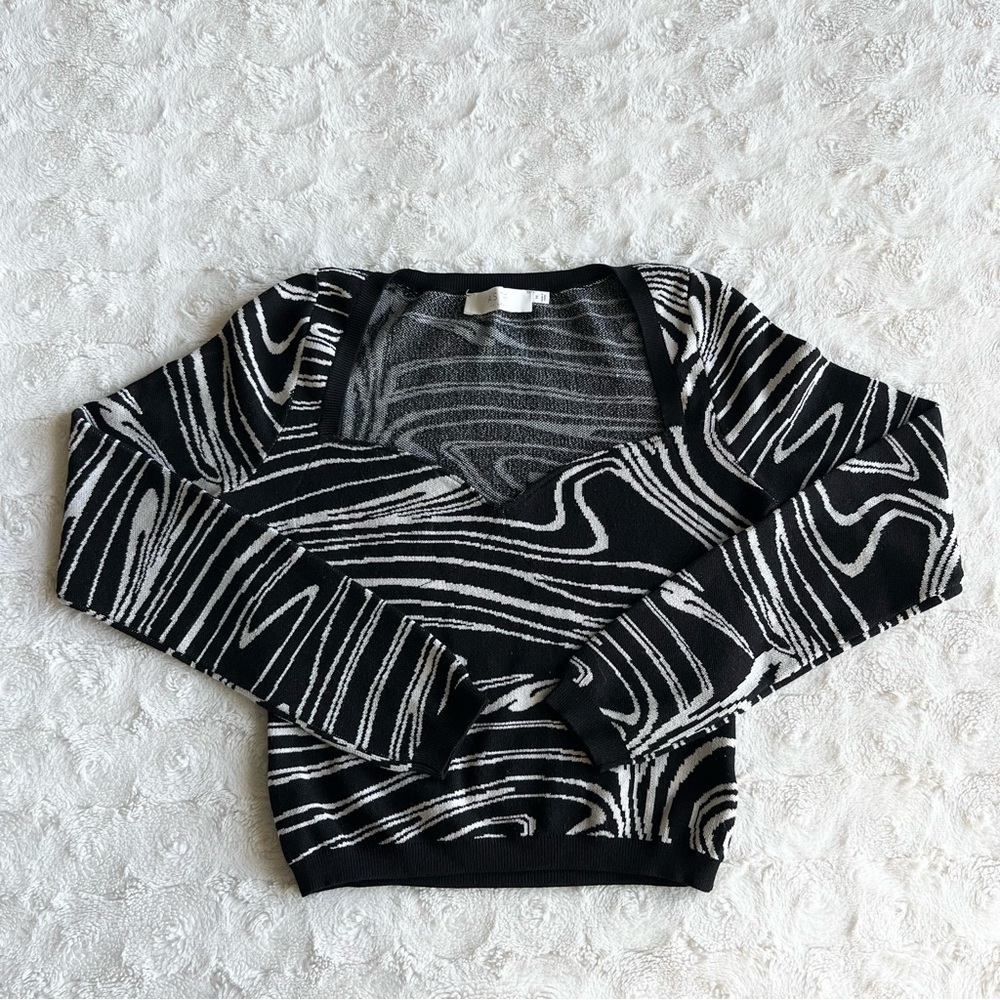 ASTR the Label Sweater Womens Medium Black Sadie Marble Swirl Sweetheart Preppy